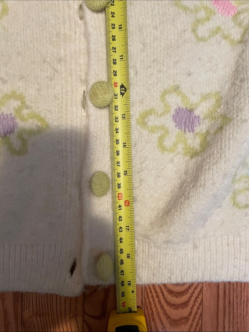 Zara Cream Cardigan with Pastel Floral Buttons - Picture 4 of 7